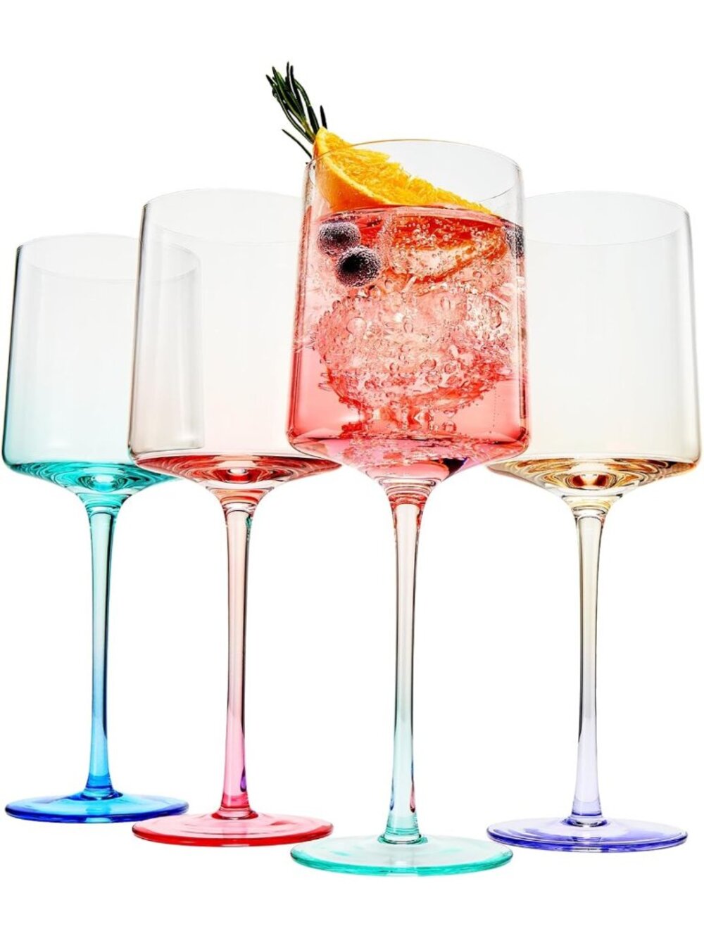 Vibrant Ombre Two-Toned Crystal Wine Glass Set of 4 | Pastel Colored Goblets